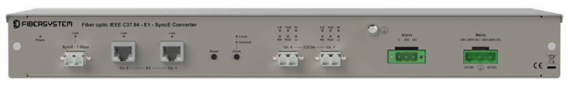 Fo converter IEEE C37.94 and E1 over Synchronous Ethernet (SyncE)